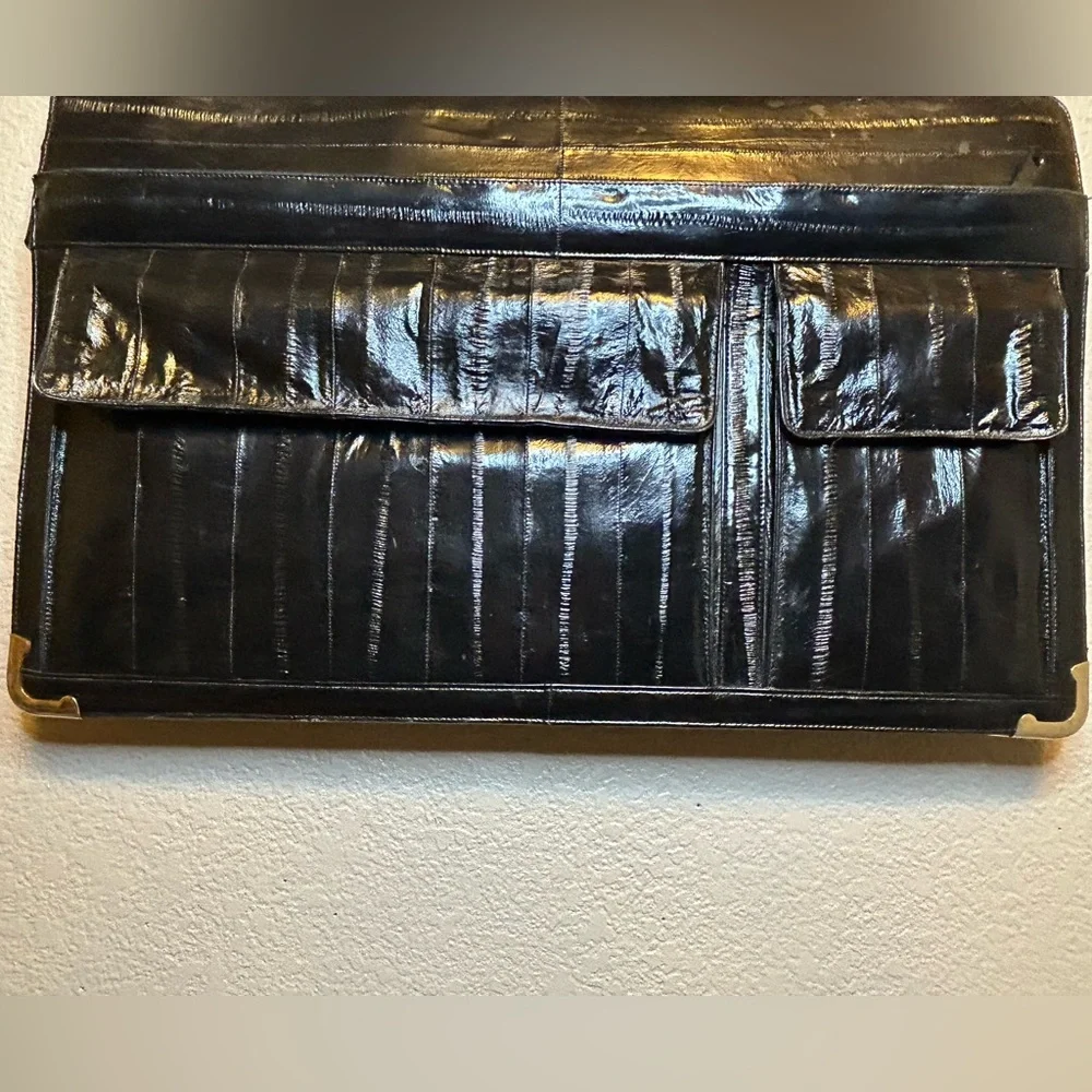 Vintage 1980s Sunco Genuine Eel Skin Briefcase Business Accessories Travel Bag